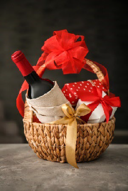 Basket with Wine Bottle